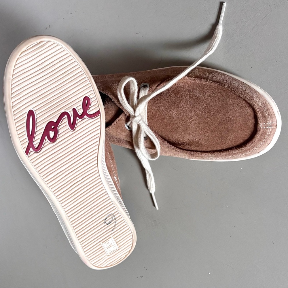 ED Belmont Boho Chic Tan Leather Lace Up Loafer Moccasin Sneakers Love Soles